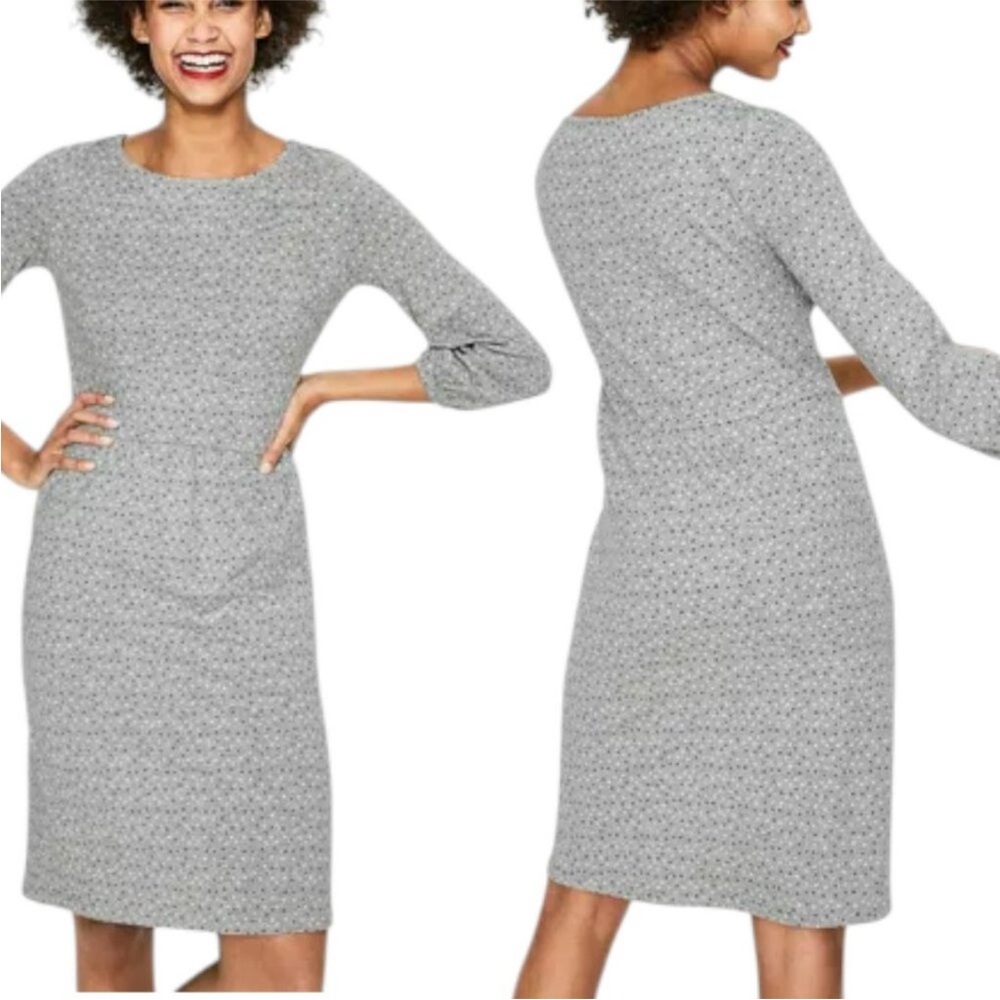 Boden Odelia 100% Cotton Day Dress Gray Star Pattern Print 16L